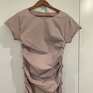 M/L Light Pink Blanqi Maternity Cap Sleeve Crew Neck Dress